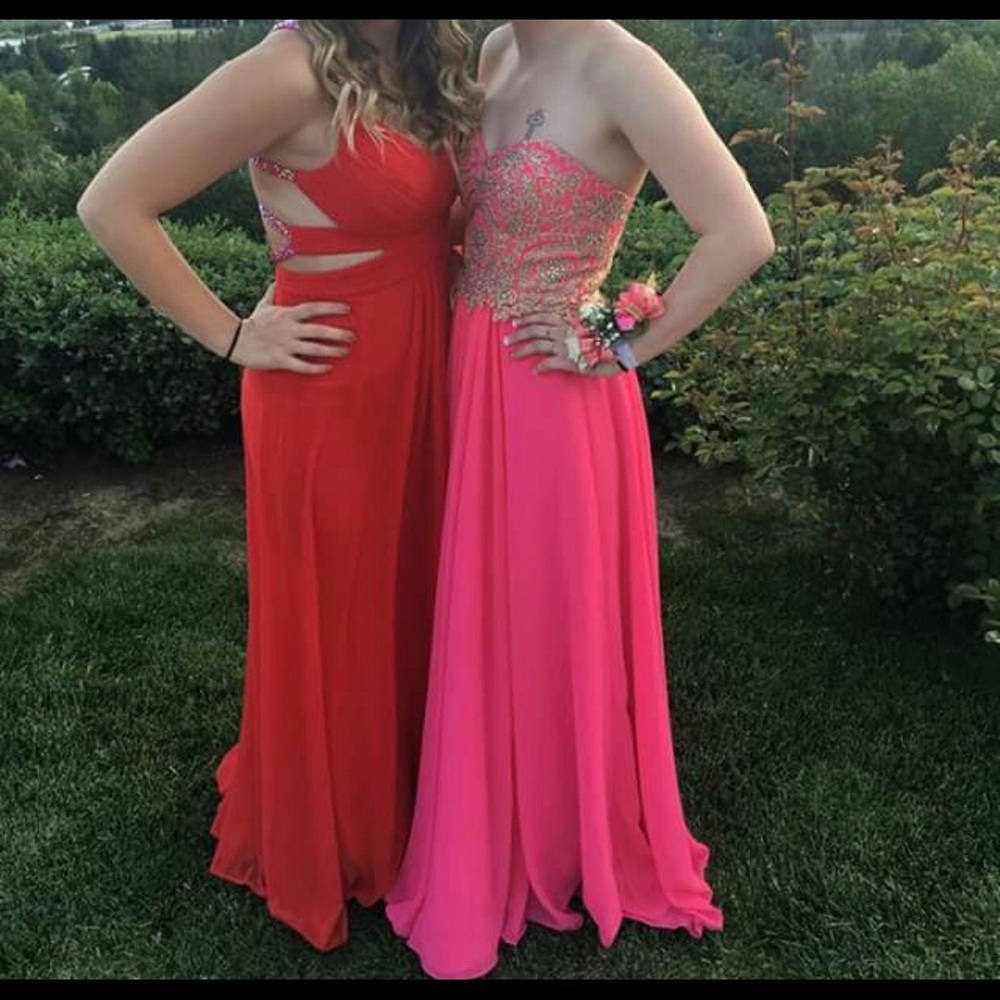 Pink & gold sequined prom dress